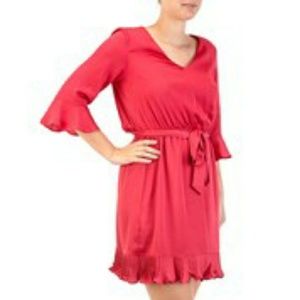 Bebe Ruffled Hem Bell Sleeve Dress
